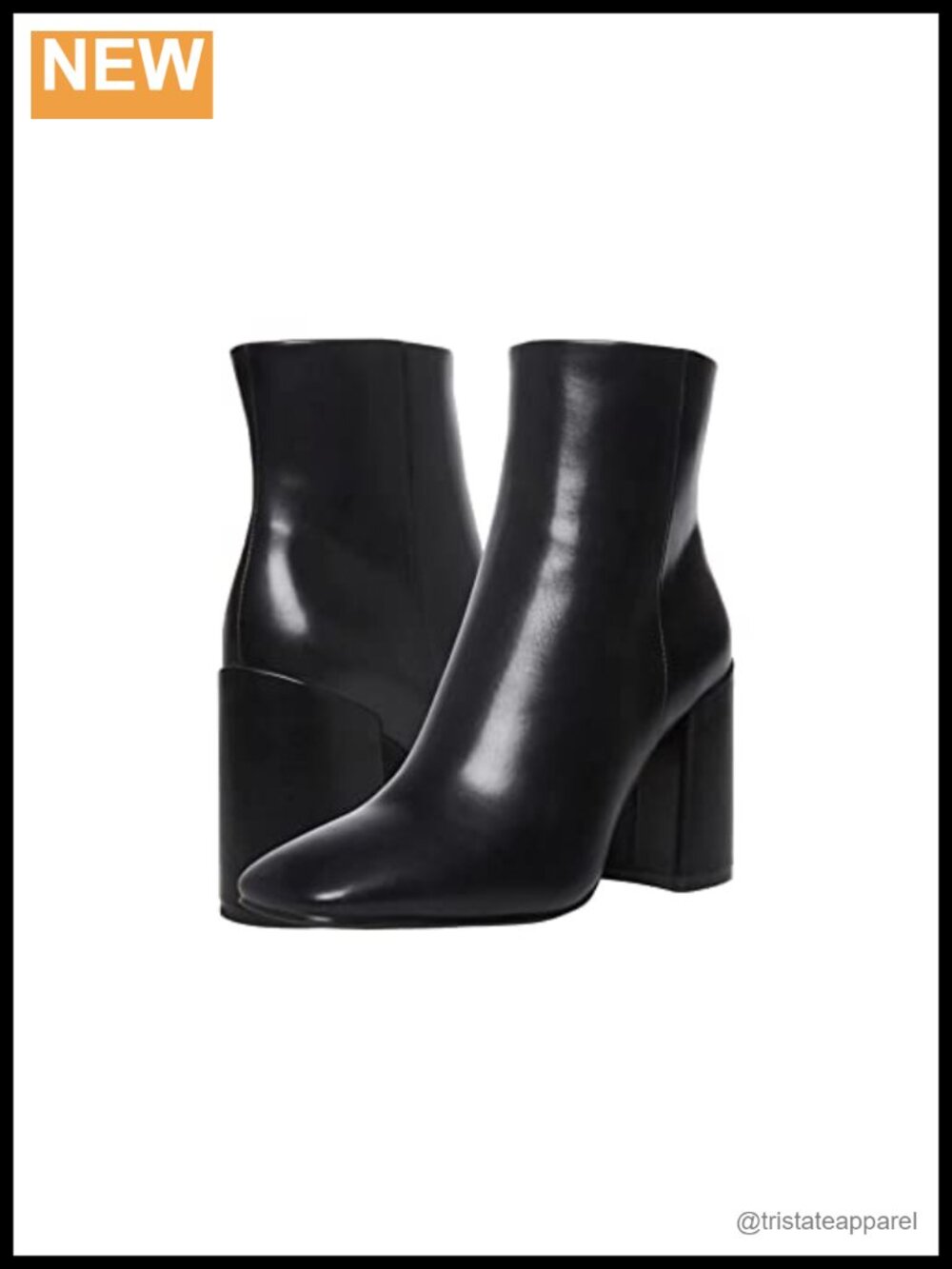 Square Toe Block Heel Bootie Ankle Boot with Zipper Closure